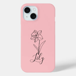 Funda Para iPhone 15 Regalo personalizado de flor de nacimiento de Narc