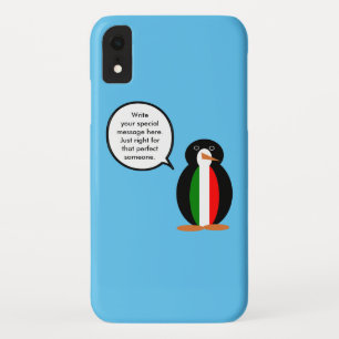 Funda Para iPhone XR Regalo Personalizado de Pingüino con Bandera Itali