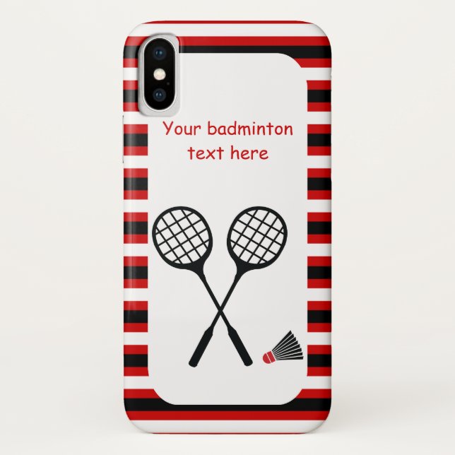Funda De Case-Mate Para iPhone Regalos de bádminton, raquetas y rayas de carga (Reverso)