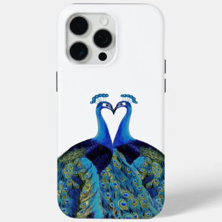 Funda Para iPhone 15 Pro Max Regalos de Boda de Beso de Peacocks Vintage