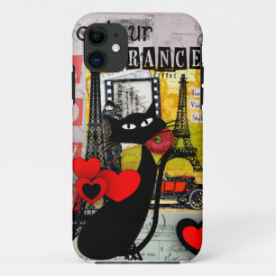 Funda Para iPhone 11 Regalos de los amantes del gato de la torre Eiffel