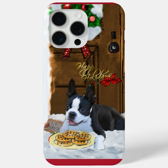 Funda De Case-Mate Para iPhone Regalos de Navidades de Boston Terrier (Reverso )
