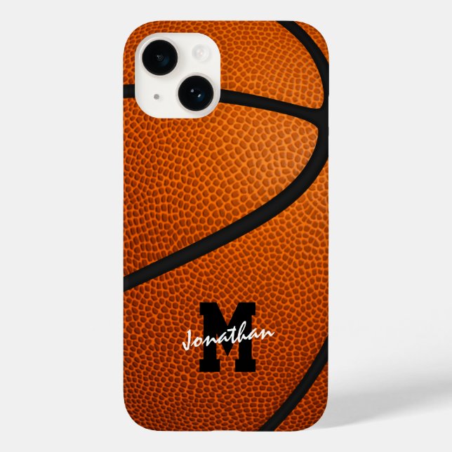 Funda De Case-Mate Para iPhone regalos deportivos monogramados baloncesto (Reverso )