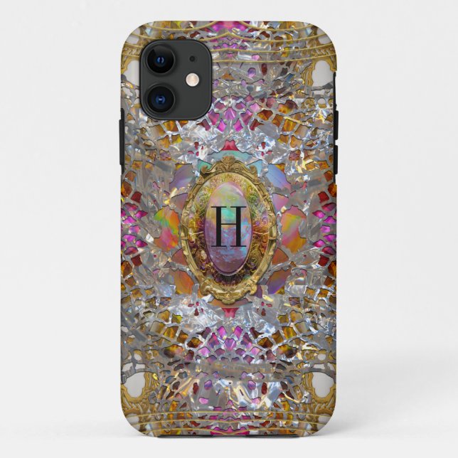 Funda De Case-Mate Para iPhone Regardez dans kaléidoscope Monograma elegante (Reverso)