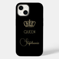 Reina de la realeza de oro personalizada en negro