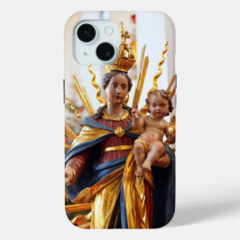 Funda Para iPhone 15 Reina de la Virgen del Cielo María Niño Jesús Cris