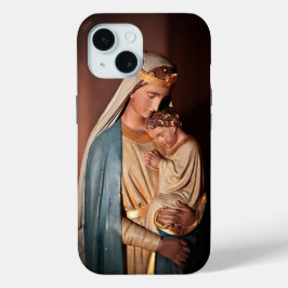 Funda Para iPhone 15 Reina de la Virgen del Cielo María Niño Jesús Cris