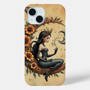 Funda Para iPhone 15 Reina del Cresciente de Girasol