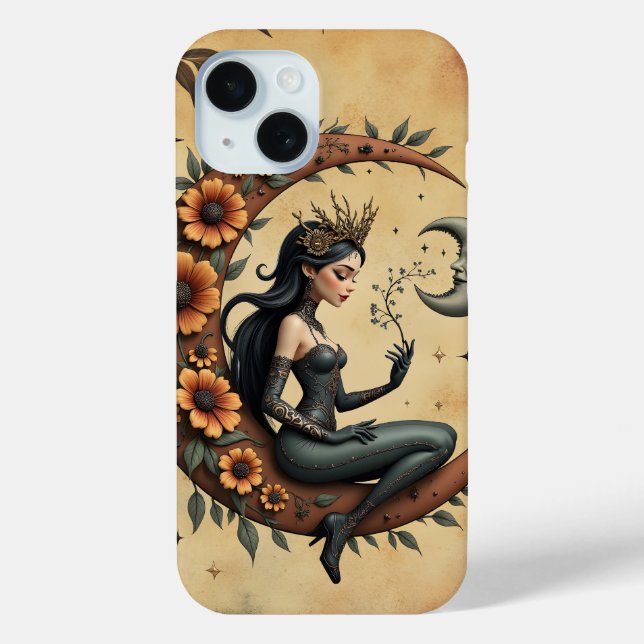 Funda De Case-Mate Para iPhone Reina del Cresciente de Girasol (Reverso )