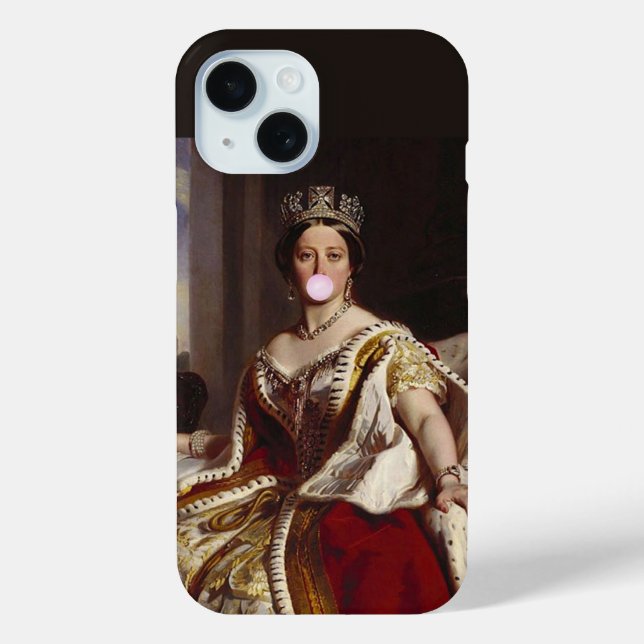 Funda De Case-Mate Para iPhone Reina Victoria soplando un chicle rosa (Reverso )