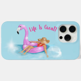Funda Para iPhone 15 Pro Max Relajándose en la piscina en un flotador de flamen