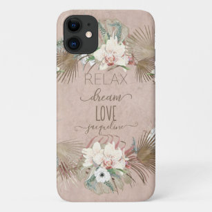 Funda Para iPhone 11 Relájese con amor tropical Rubor Pink Orchid Palm