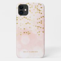 Relieve metalizado dorado Confetti Pink Bokeh Pers