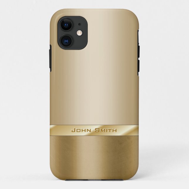 Funda De Case-Mate Para iPhone Relieve metalizado dorado elegante con el caso (Reverso)