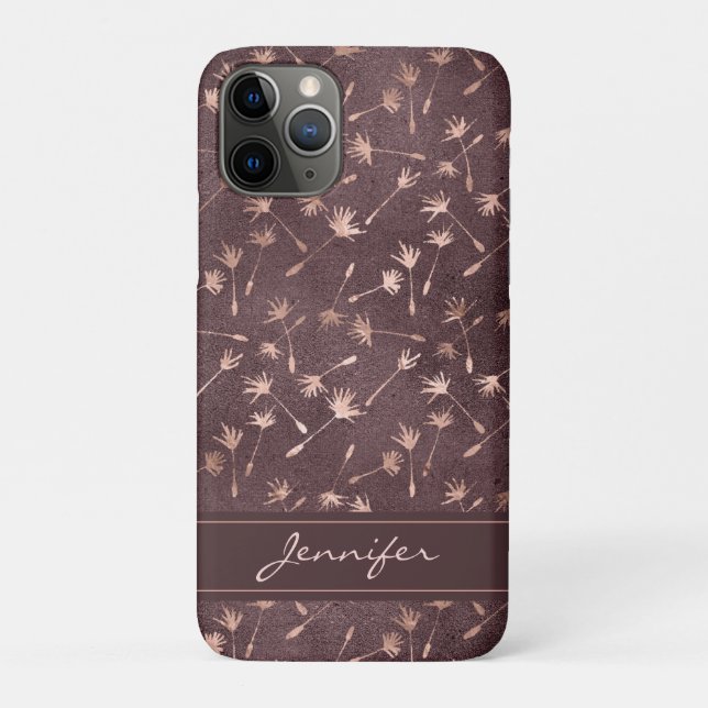 Funda De Case-Mate Para iPhone Relieve metalizado dorado Rosa - Patrón de Borgoña (Reverso)