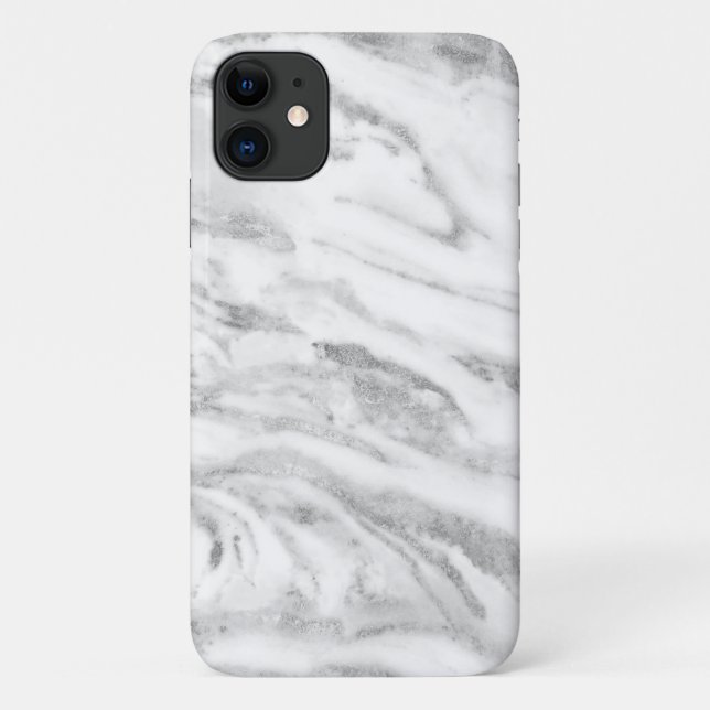 Funda De Case-Mate Para iPhone Relieve metalizado plateado de moda Mármol clásico (Reverso)