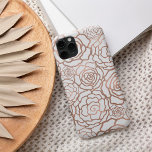 Funda Para iPhone 14 De Case-Mate Relieve metalizado Rosa Gold Faux | Entramado flor<br><div class="desc">¡Vestir tu teléfono con un brillante Relieve metalizado de oro rosa! El estuche de teléfono presenta un patrón de entramado floral de rosas y camellias con efecto de Relieve metalizado de oro subió en un fondo blanco y nítido. NOTA: el Relieve metalizado es una imagen impresa.</div>
