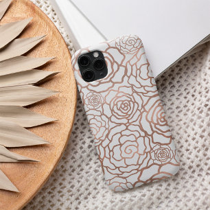 Funda Para iPhone 14 De Case-Mate Relieve metalizado Rosa Gold Faux   Entramado flor