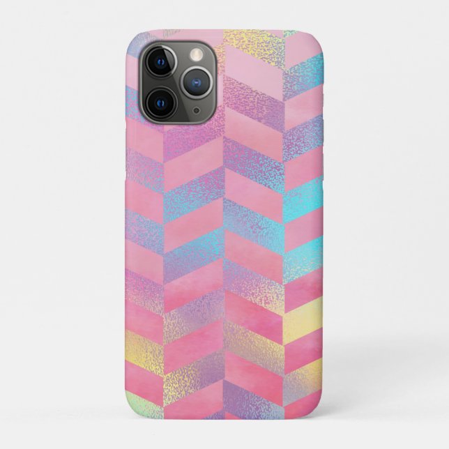 Funda De Case-Mate Para iPhone Relieve metalizado rosado Look Chevron (Reverso)