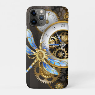 Funda Para iPhone 11 Pro Reloj de vapor con libélula mecánica