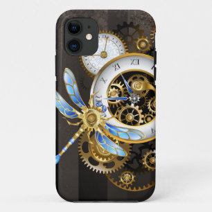 Funda Para iPhone 11 Reloj de vapor con libélula mecánica