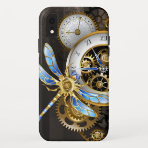 Funda Para iPhone XR Reloj de vapor con libélula mecánica