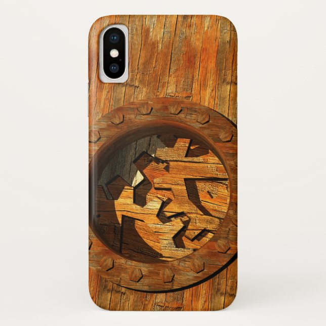 Funda De Case-Mate Para iPhone relojería de madera (Reverso)