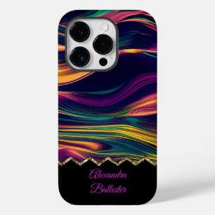 Funda Para iPhone 14 Pro De Case-Mate Remolino abstracto púrpura dorado verde rosa amari