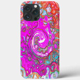 Funda Para iPhone 13 Pro Max Remolino abstracto retro groovy púrpura y naranja