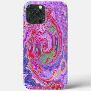 Funda Para iPhone 13 Pro Max Remolino abstracto retro groovy rojo, púrpura y ro