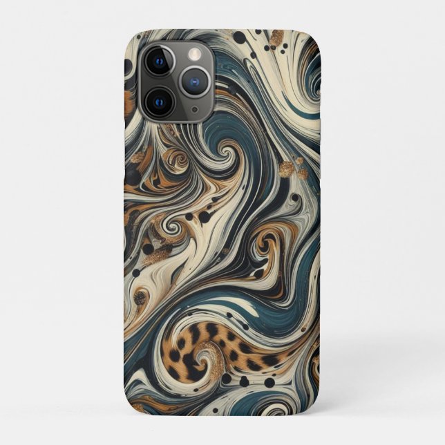 Funda De Case-Mate Para iPhone Remolino de estampado de leopardo abstracto (Reverso)