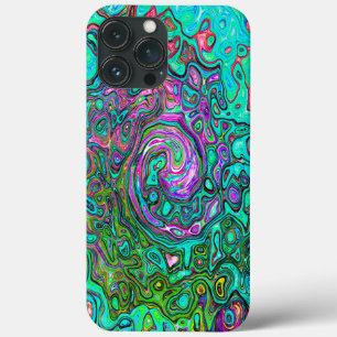 Funda Para iPhone 13 Pro Max Remolino líquido abstracto retro groovy aguamarina