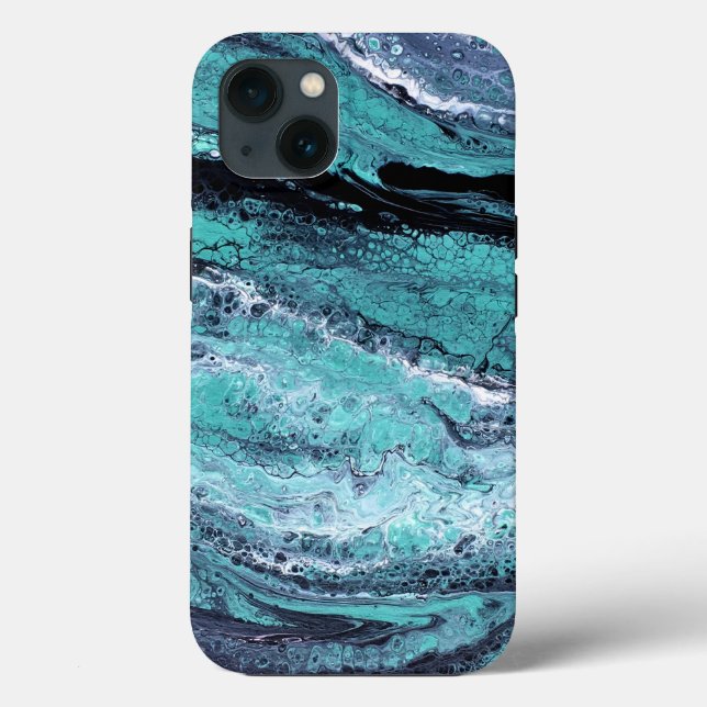 Funda De Case-Mate Para iPhone Remolino negro verde (Reverso )