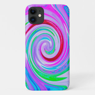 Funda Para iPhone 11 Remolino Rojo Abstracto Groovy sobre Púrpura y Ros