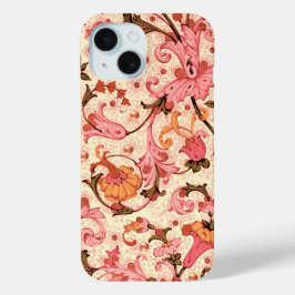 FUNDA PARA iPhone 15 REMOLINOS FLORALES ROSA RENACIMIENTO FLORENTINO, F
