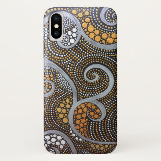 Funda Para iPhone X Remolinos metálicos y puntos de Boho