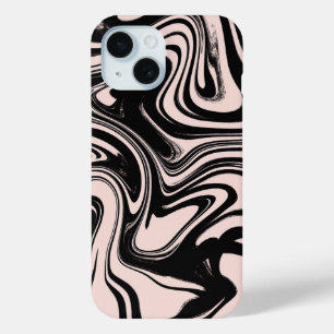 Funda Para iPhone 15 Remolinos Retro Negro y Beige