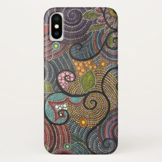 Funda Para iPhone X Remolinos y puntos del Fling de Boho