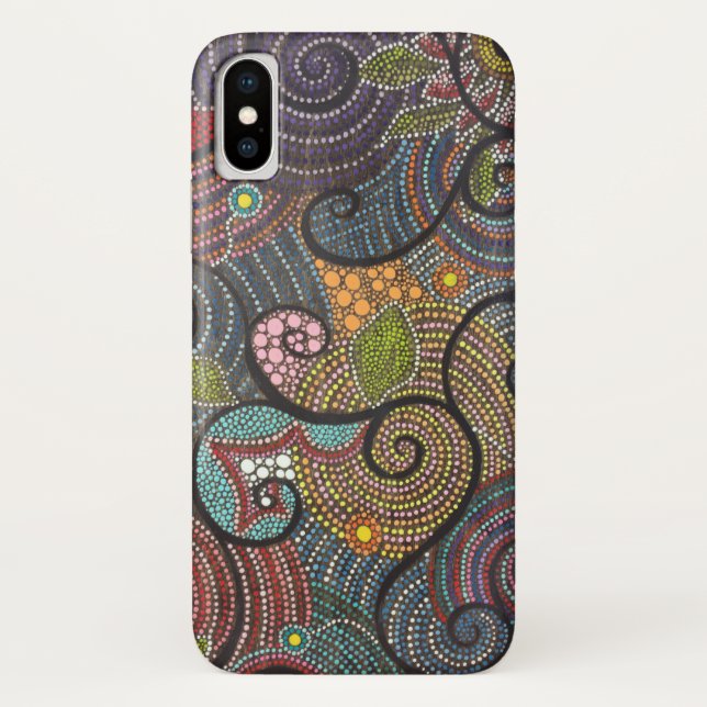 Funda De Case-Mate Para iPhone Remolinos y puntos del Fling de Boho (Reverso)