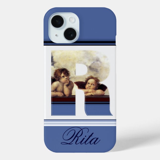 Funda De Case-Mate Para iPhone RENACIMIENTO ANGEL R LETRA Winged Cherub Monograma (Reverso )