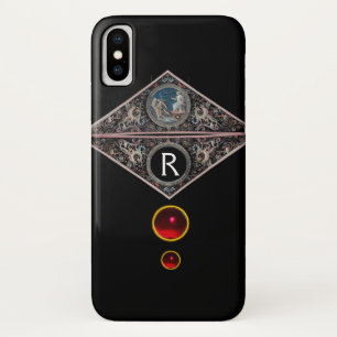 FUNDA PARA iPhone X RENACIMIENTO DE MONOGRAMA CON GEMSTONES DE RUBY RO