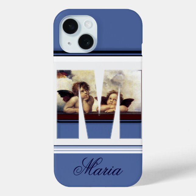 Funda De Case-Mate Para iPhone RENAISSANCE ANGEL M LETTER Winged Cherub Monograma (Reverso )