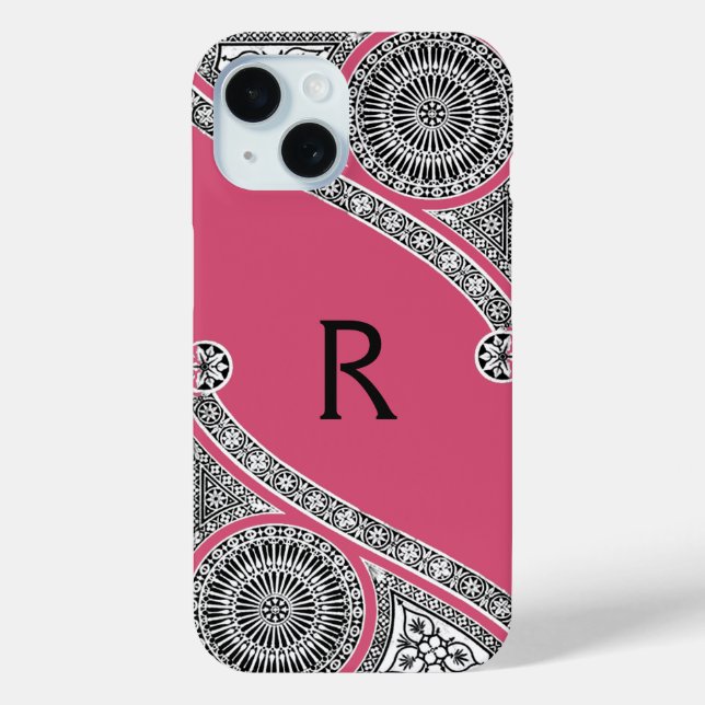 Funda De Case-Mate Para iPhone RENAISSANCE ARQUITECTO Helado de fresa Monograma r (Reverso )