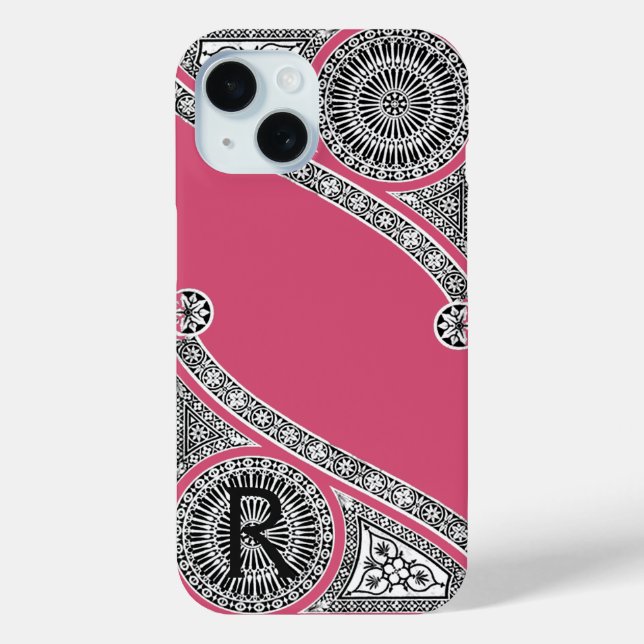 Funda De Case-Mate Para iPhone RENAISSANCE ARQUITECTO Helado de fresa Monograma r (Reverso )