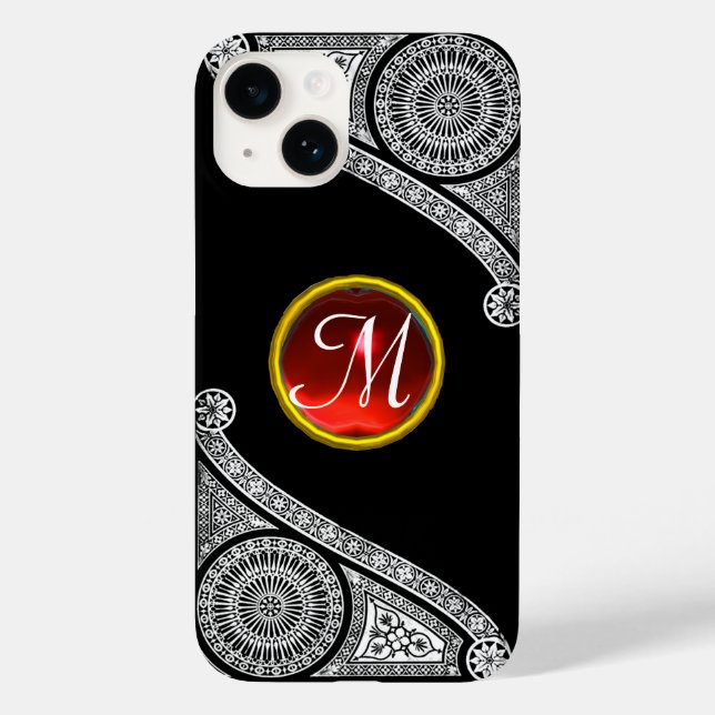 Funda De Case-Mate Para iPhone RENAISSANCE ARQUITECTO Monograma Gema rojo blanco  (Reverso )