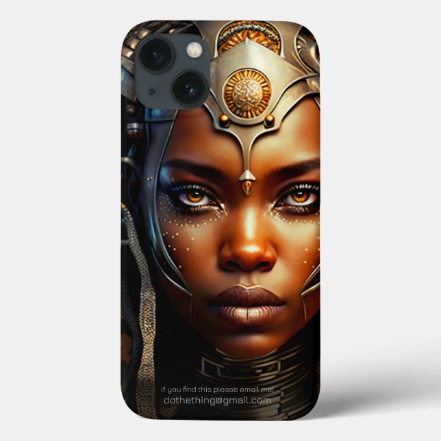 Funda De Case-Mate Para iPhone Render afrofuturismo a princesa guerrera africana (Reverso)