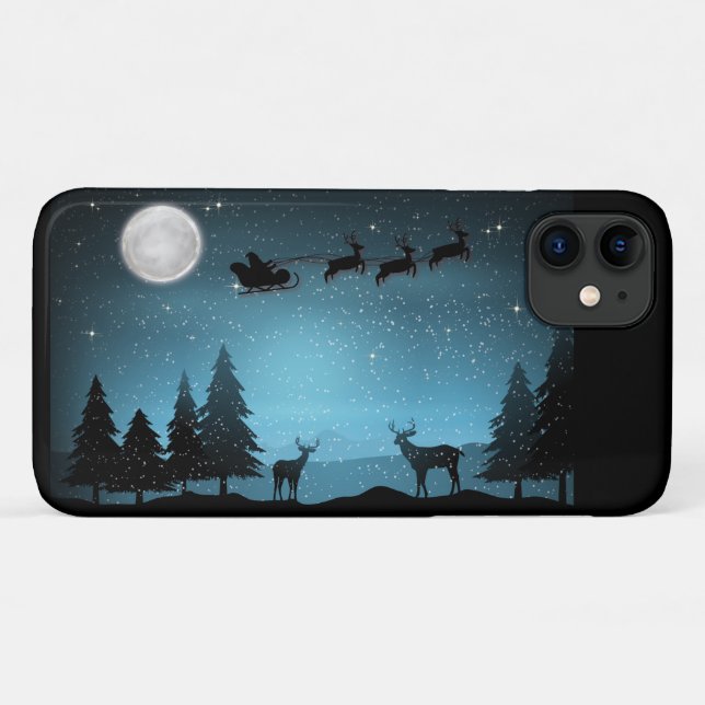 Funda De Case-Mate Para iPhone Renos Adorables De Noche (Reverso (horizontal))