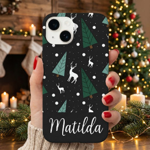 Funda Para iPhone 14 De Case-Mate Renos personalizados y árboles de Navidad
