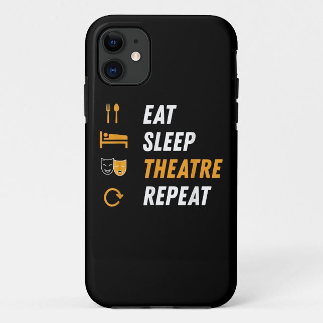 Funda De Case-Mate Para iPhone Repetición del Teatro Sleep Eat - Gráfica musical  (Reverso)