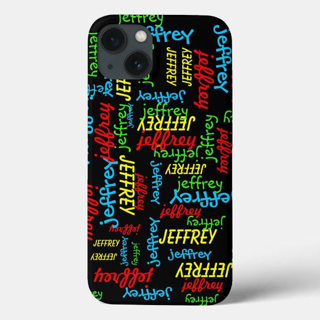 Funda De Case-Mate Para iPhone Repitiendo los nombres fondo negro, DIVERSIÓN, (Reverso)